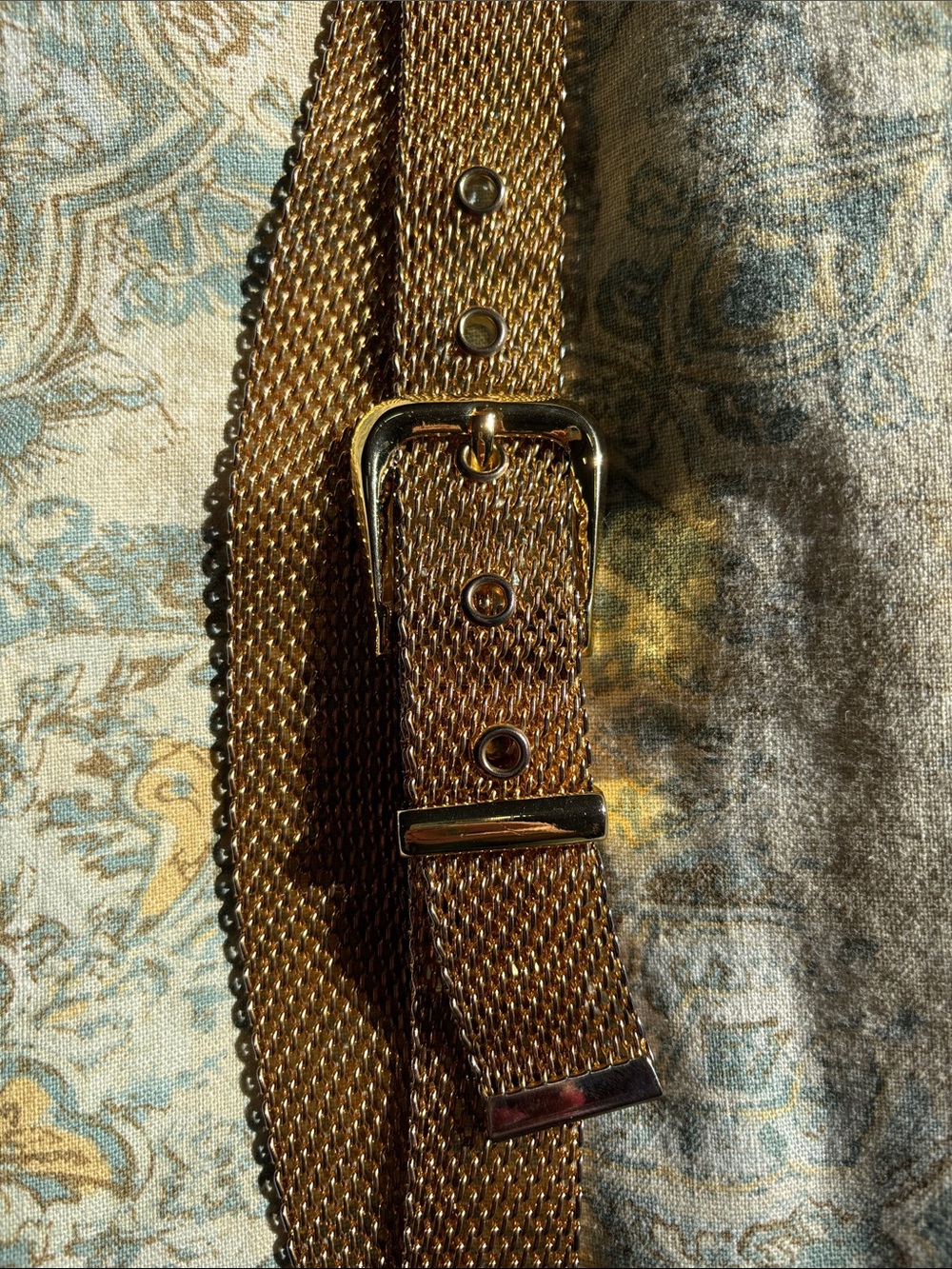 Vintage Shiny Gold Tone Metal Mesh Belt Retro Liquid Gold Statement Cinch Belt - Picture 3 of 13